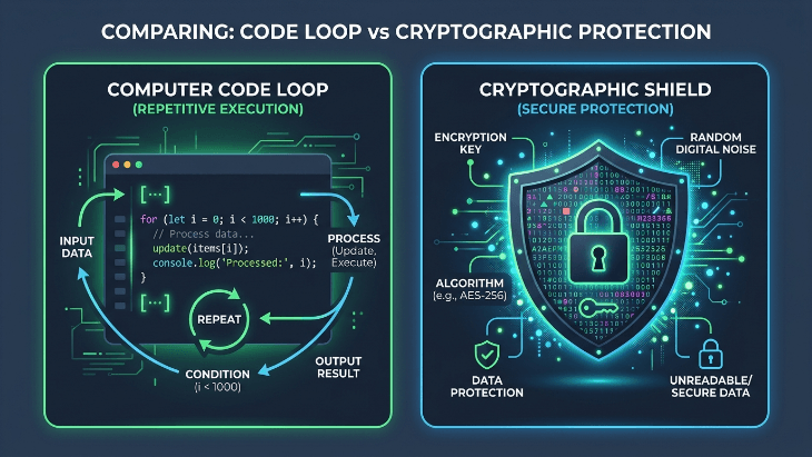 Diagram showing the difference between pseudo-random numbers and cryptographic security in web tools.